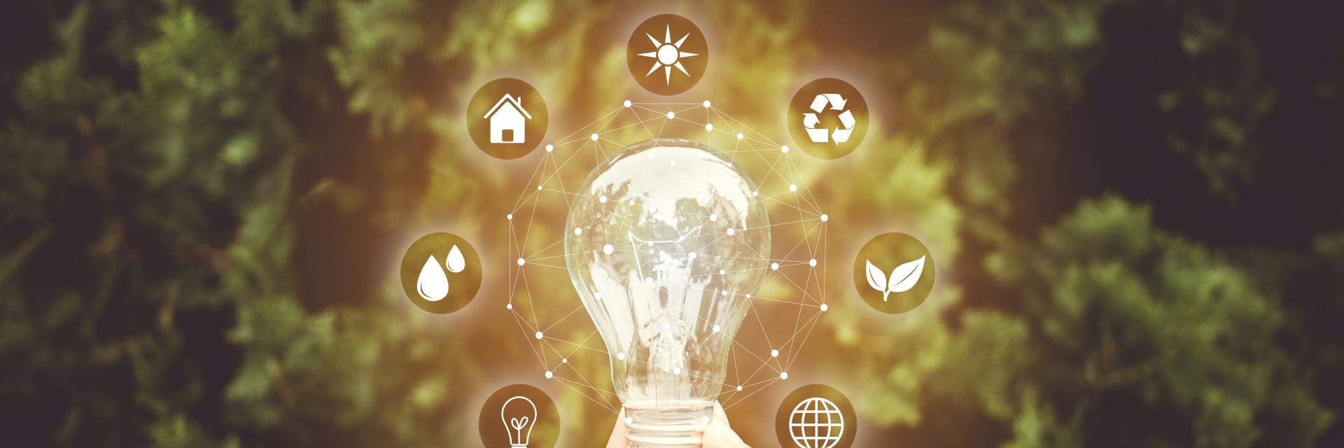 Lichtbol met energiebesparende tips